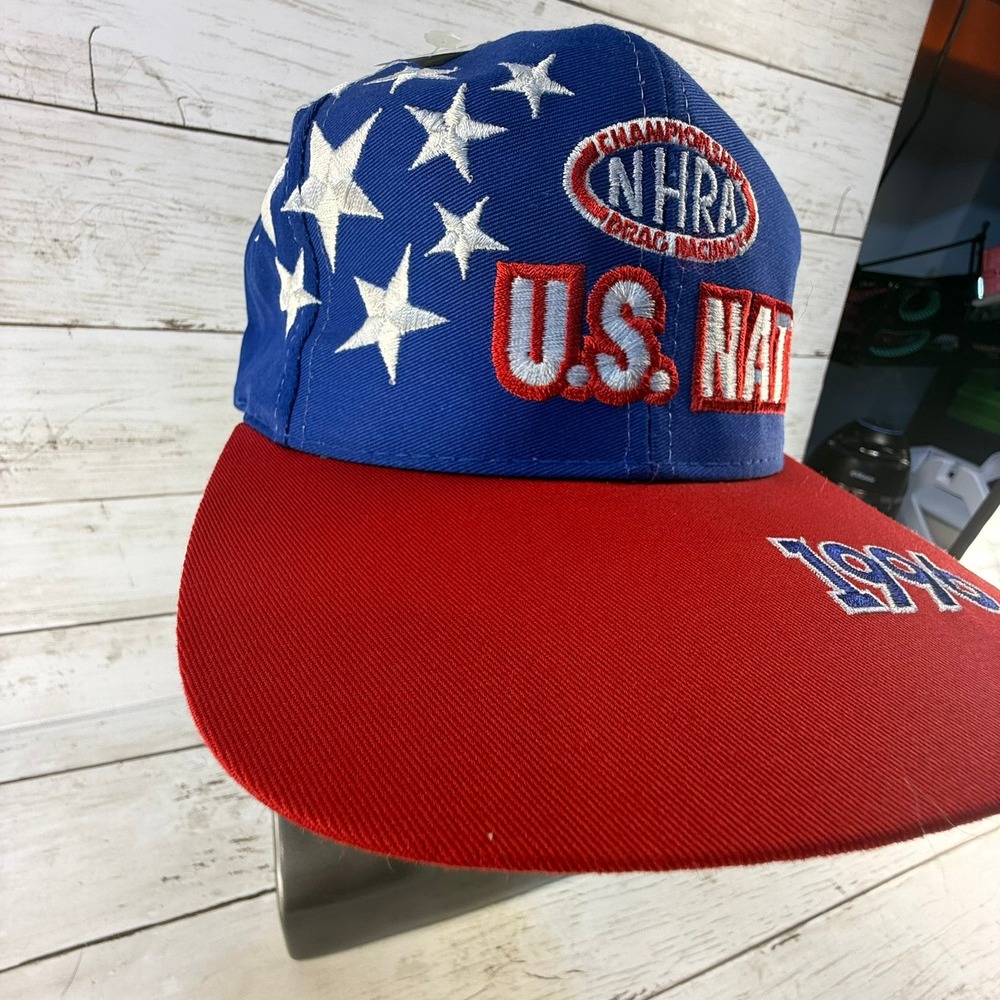 Vintage 1996 NHRA US Nationals Hat Kudzu Snapback Drag Racing Blue Red Stars New